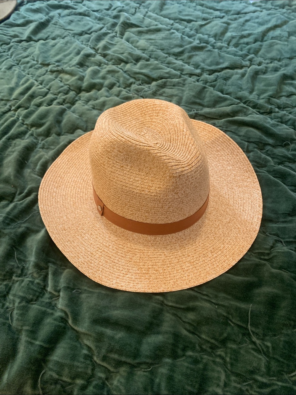 Nordstrom Natural Straw Wide-Brim Hat with Brown Band
